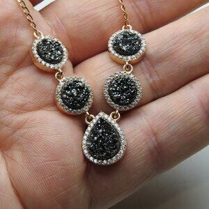 18k Rose Gold *925 Sterling Silver Diamond Necklace